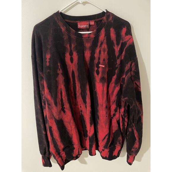 SUPREME CREWNECK BOX LOGO RED TIE DYE WORN ONCE SIZE XL - Picture 1 of 5